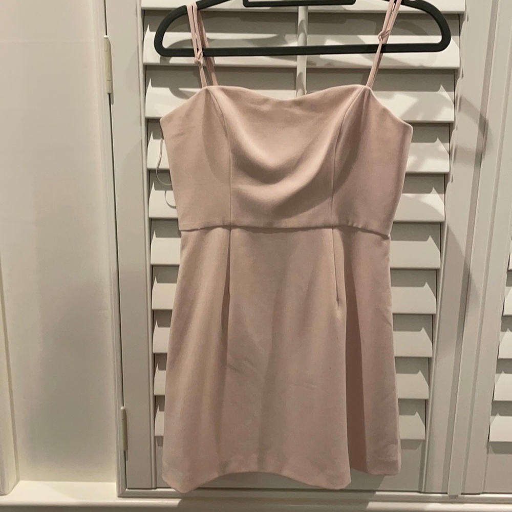 A pink mini dress